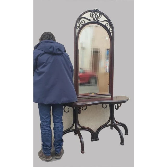 Brown Console with Large Mirror from Thonet, Late 19th or Early 20th Century For Sale - Image 8 of 18