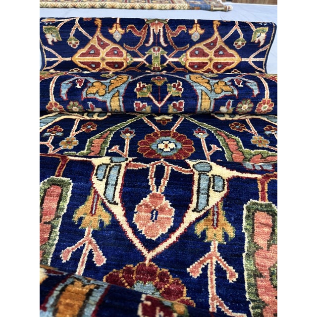 Blue Afghan Sultani Natural Dye Wool Runner Rug, Persian Bijar Design, 2′9″ × 13′2″ For Sale - Image 15 of 18