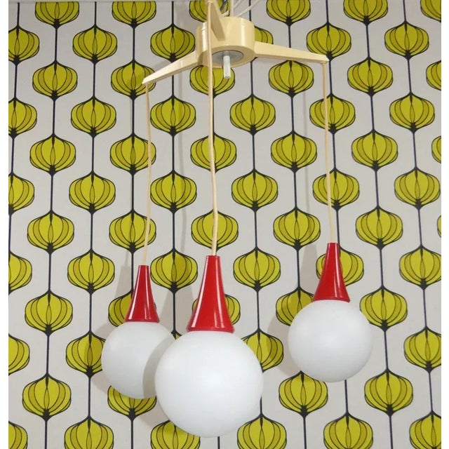 Ball White and Red 3 Flame Frosted Glass Cascade Lamp For Sale - Image 4 of 13