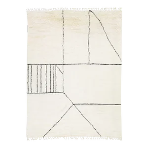 Ivory Modern Moroccan Style Handmade Abstract Pattern Wool Rug by Apadana