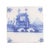 Set of 3 architectural landscape tiles in cobalt underglaze with spider corner decorations. Holland, circa 1700's.