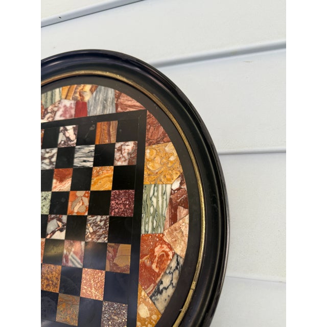 Black Italian Grand Tour Specimen Marble Circular Chessboard Plaque Pietra Dura 19th C For Sale - Image 8 of 10