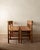 A vintage set of six french mid-century dining chairs in warm stained wood and handwoven natural rush, made in france...