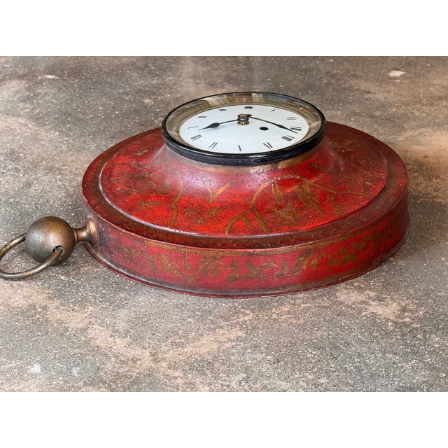 19th Century Red Tole Chinoiserie Wall Clock For Sale - Image 5 of 7