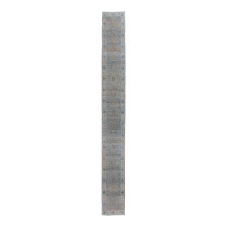 Antique Circa 1900 Blue Oversize Hand Knotted Wool Runner 2ft 9in X 23ft 6in For Sale
