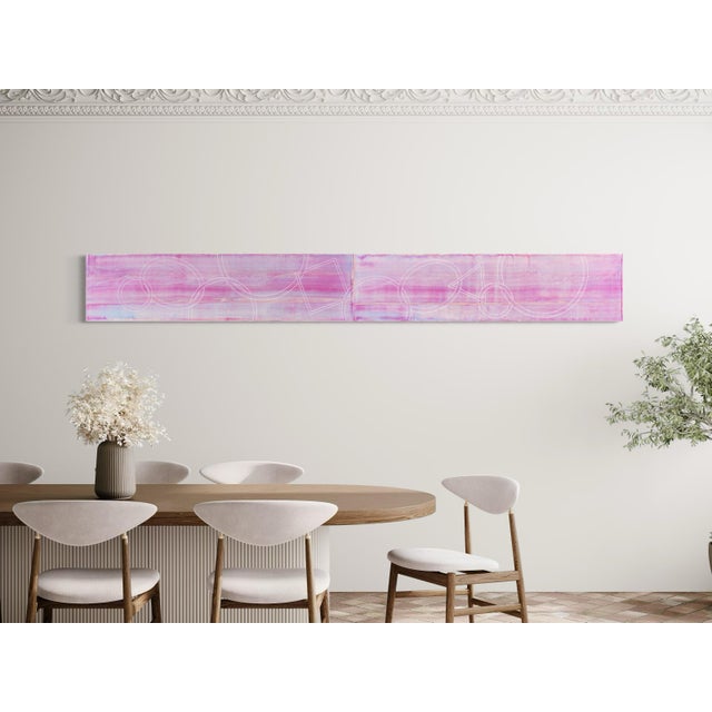 Rebecca Koury "Elemental Landscape" Pink Lavender Large Diptych Contemporary Abstract, Acrylic on Canvas/Panel, Carmel California Art, Back to Basics For Sale - Image 4 of 7