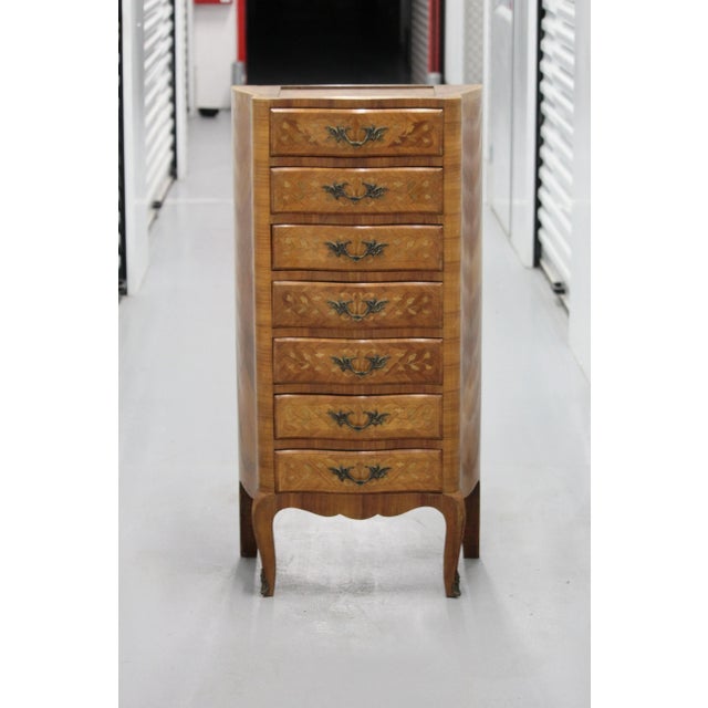 French Inlaid Wood Chest of Drawers, 1930s For Sale - Image 3 of 18