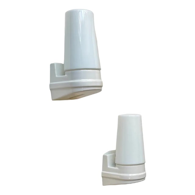 White Porcelain Wall Sconces by Prince Sigvard Bernadotte for Ifö, 1960s, Set of 2 For Sale
