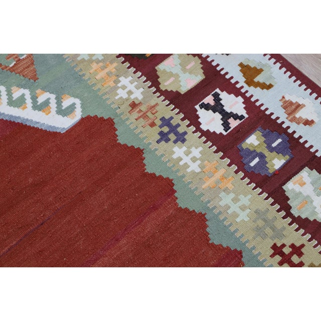 Textile 1960s Traditional Handmade Turkish Oushak Kilim Rug For Sale - Image 7 of 9