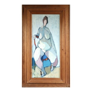 1950 Mid-Century Modern 'The Patience of Form' Swedish Vintage Abstract Figurative Oil Painting, Framed For Sale