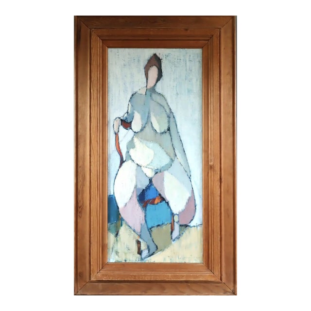 1950 Mid-Century Modern 'The Patience of Form' Swedish Vintage Abstract Figurative Oil Painting, Framed For Sale