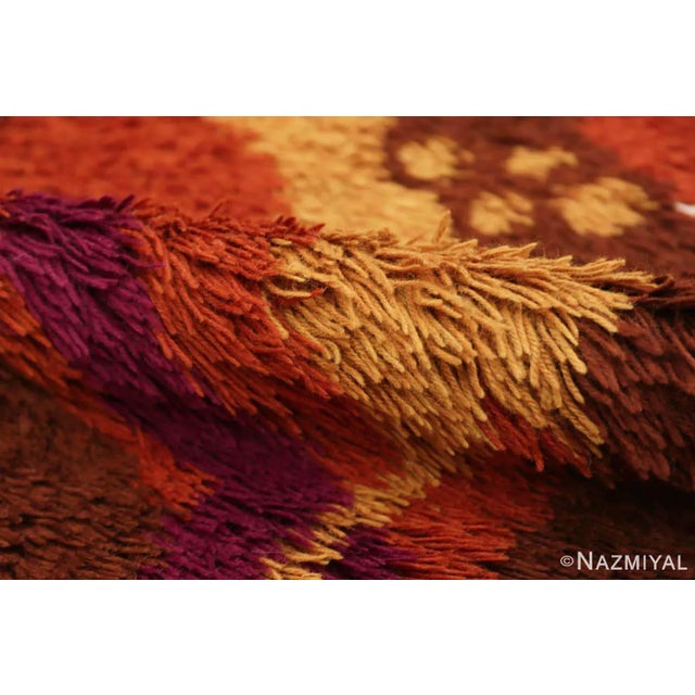 Mid 20th Century Nazmiyal Collection Vintage Swedish Scandinavian Shag Rya Rug For Sale - Image 5 of 6