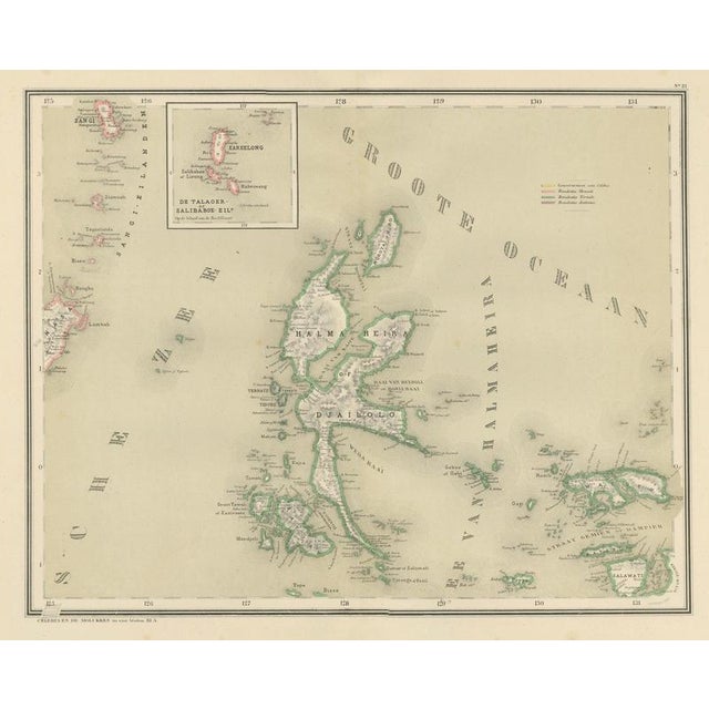 Antique Map of Halmahera, Ternate, Tidore and Moluccas by Dornseiffen, 1884 For Sale - Image 10 of 10