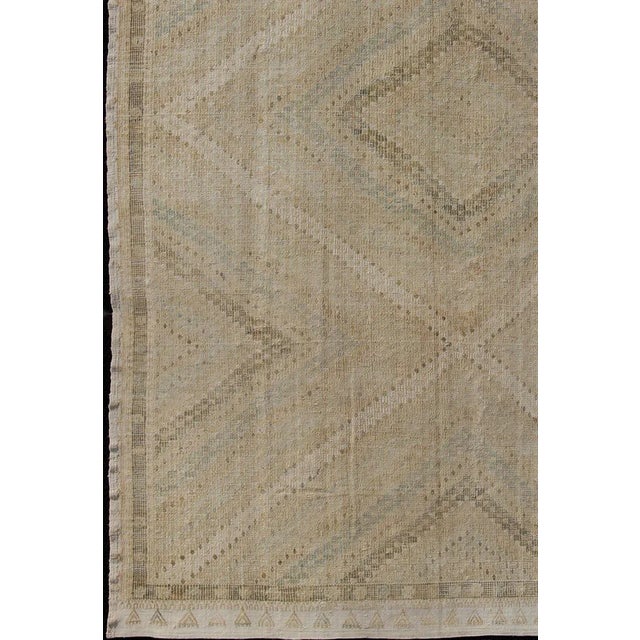 Vintage Turkish Embroidered Rug in Shades of Brown With Geometric Diamond Design For Sale - Image 4 of 12