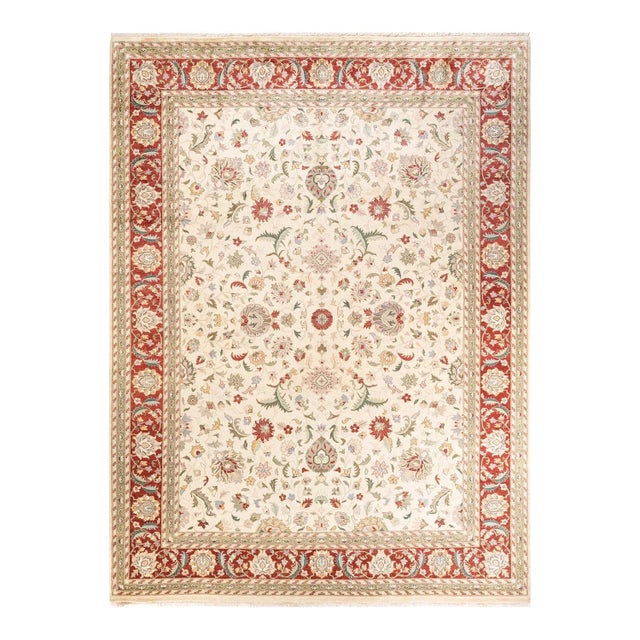 Ivory Mogul, One-of-a-Kind Hand-Knotted Area Rug in Ivory, 9' 3" x 12' 4" For Sale - Image 8 of 8
