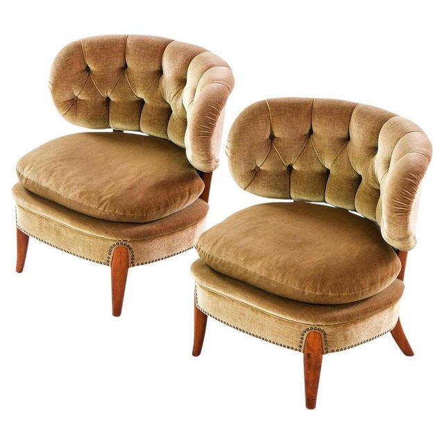 Wood Easy Chairs in Beech and Velvet attributed to Otto Schulz, 1936, Set of 2 For Sale - Image 7 of 7