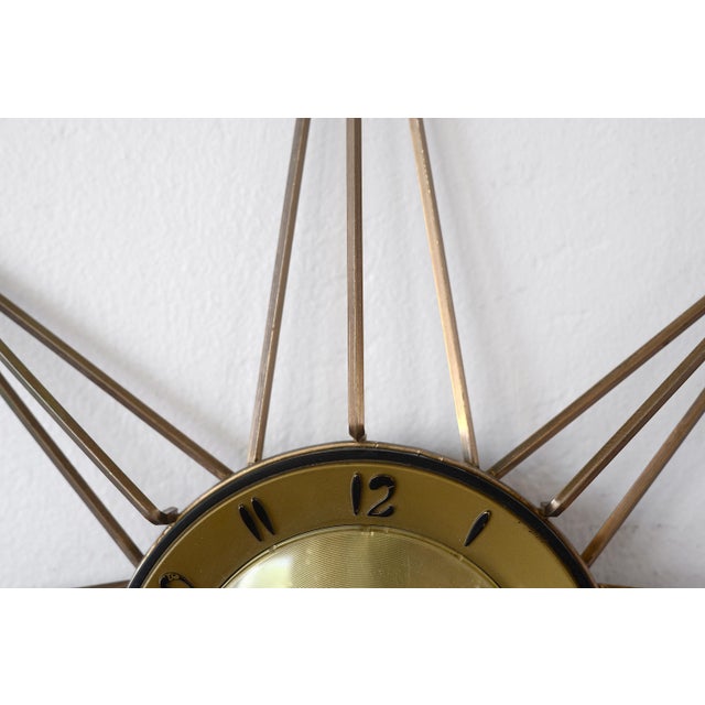 Mid Century Modern Electric Lux Starburst Wall Clock For Sale In San Francisco - Image 6 of 8