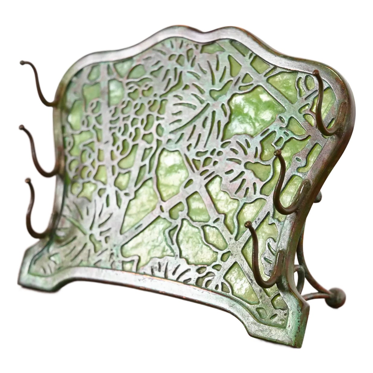 Tiffany Studios New York Grapevine Pattern Bronze and Slag Glass Pen ...