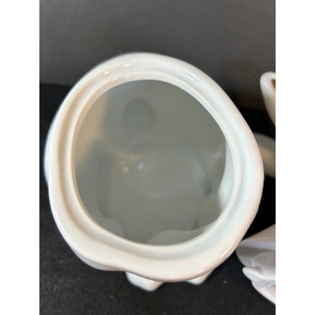 Ceramic Modern White Rabbit With Gold Ears Cookie Jar For Sale - Image 7 of 10