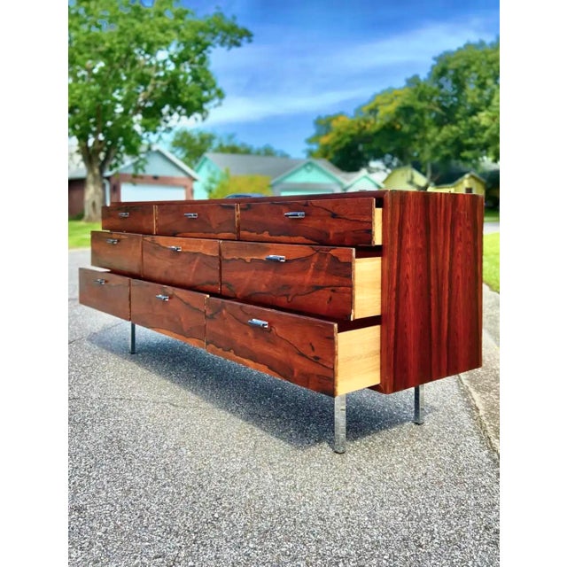 Wood Mid 20th Century Modern Rosewood Lowboy Dresser or Credenza | in the Style of Founders For Sale - Image 7 of 12