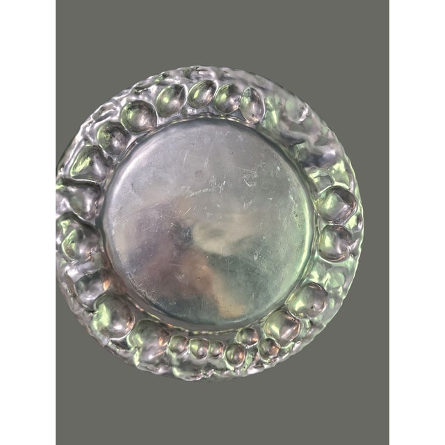 Metal Vintage Large Cipolla Pewter Serving Tray Adorn With Fruit For Sale - Image 7 of 8