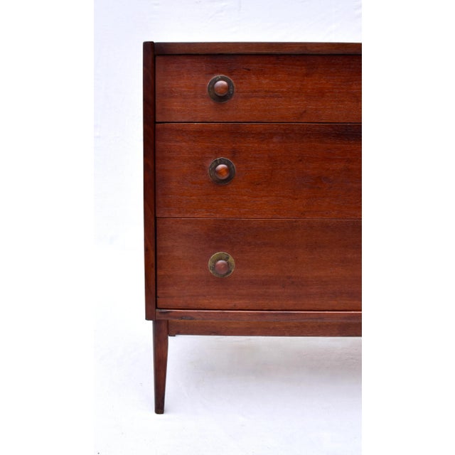 Classic Three Drawer Bachelors Chest designed by Jack Cartwright for Founder’s Furniture Co, 1960’s. Deep rich Walnut...