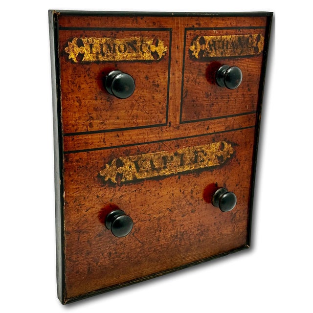 Authentic Antique Mahogany Apothecary Shop Medicinal Drawer Front Now for Wall Decoration - Very Early 19th Century For Sale - Image 4 of 18