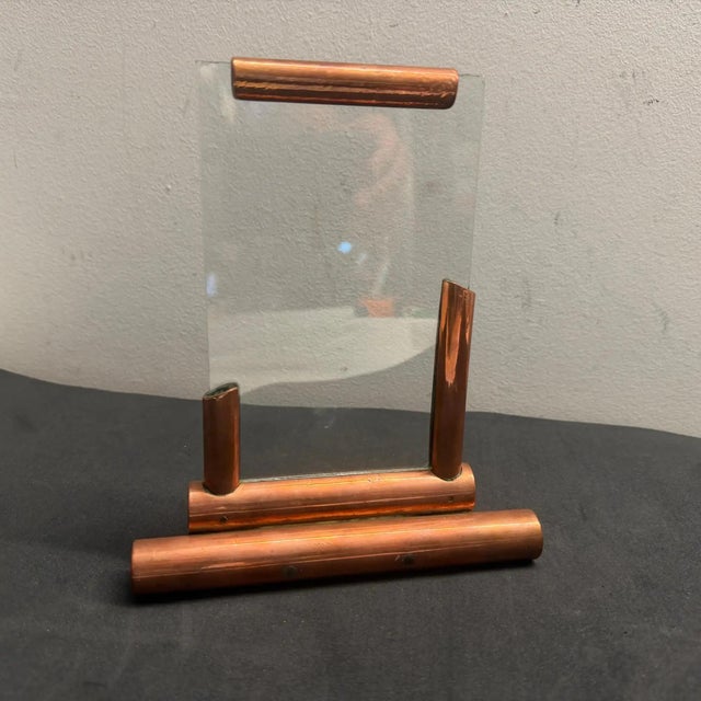Authentic 1930s Art Deco Copper and Glass French Picture Frame For Sale - Image 13 of 14