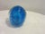1970's handblown bright blue glass paperweight with controlled bubbles in the style of Pairpoint. The bottom has a...