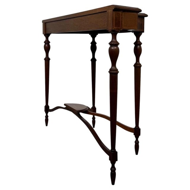 Early 20th Century Antique English Mahogany Serpentine Side Table For Sale - Image 6 of 10