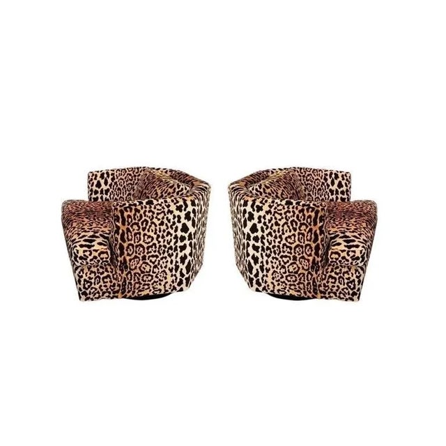 1980s Hexagonal Barrel Back Chairs in Leopard - A Pair For Sale - Image 5 of 9