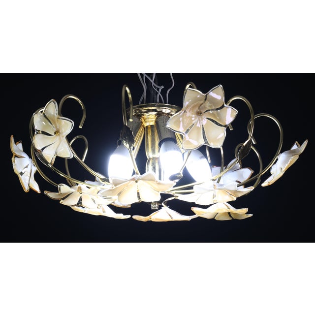 Vintage Murano Ceiling Light Orange Iridescent Flowers, 1960s For Sale - Image 10 of 13