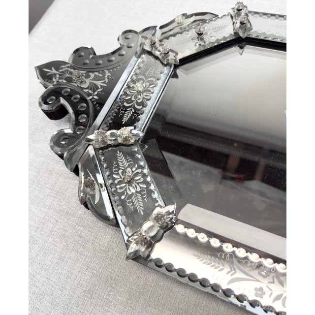 Silver Vintage Octagonal Beveled Venetian Mirror, Circa 1940’s For Sale - Image 8 of 11