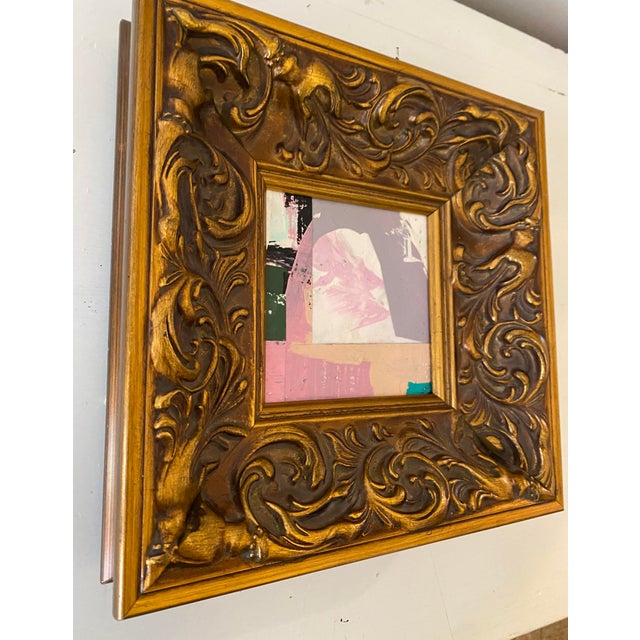 Abstract Sarah Trundle, Small Framed Abstract Mixed Media Collage Painting, "Carry Me Away" For Sale - Image 3 of 3