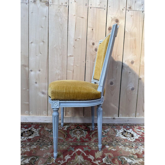 Louis XVI Chairs in Painted Wood and Velvet, 1970s, Set of 6 For Sale - Image 6 of 10