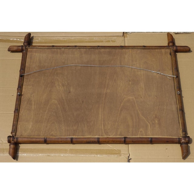 Large Antique French Faux Bamboo Wall Mirror with Foxed Glass For Sale - Image 9 of 10