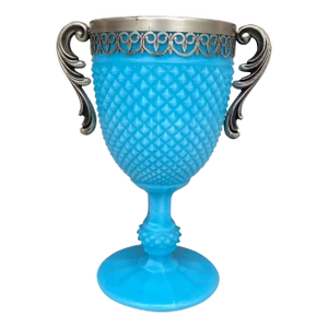 French Aqua Milk Glass Two-Handled Cup Circa 1890