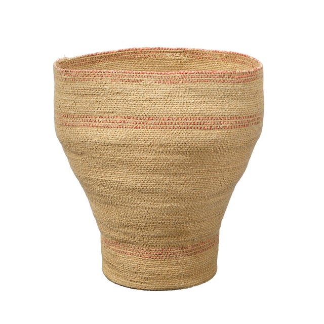 Jamie Young Trophy Basket in Seagrass with Orange Accents For Sale In Los Angeles - Image 6 of 6