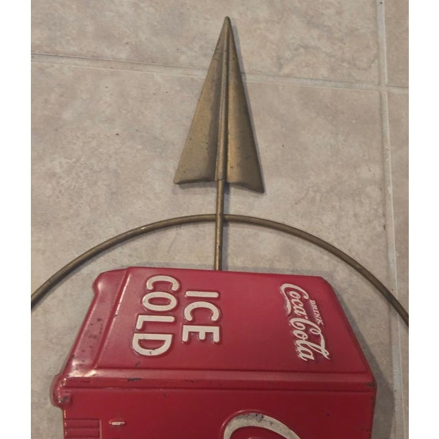 Vintage Coca Cola Cooler Sign Arrow For Sale - Image 10 of 12