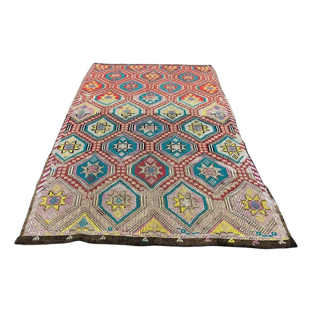 Antique Colorful Kilim For Sale