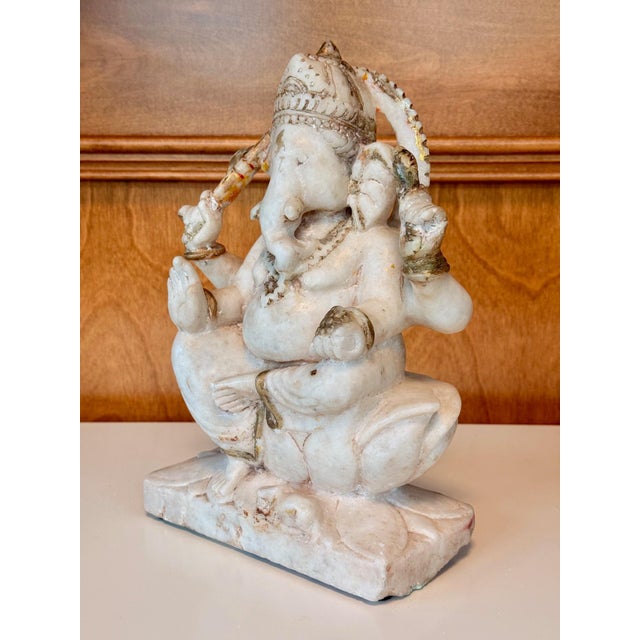 Indian Indian Antique Carved Marble Ganesh Statue For Sale - Image 3 of 16