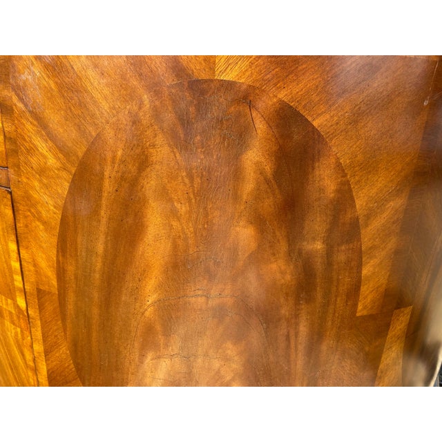 Vintage Maitland Smith Oval Partners Desk Victorian Burl Wood Style, Needs Restoration For Sale - Image 12 of 12