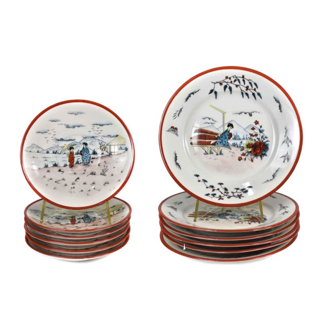 Japanese Geisha Girl Tea/Coffee Dessert Serving Set for 6 - 21 Pieces For Sale - Image 4 of 13