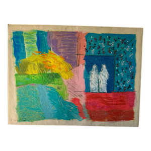 1980s Calman Shemi “Canopy #6” Monumental Textile Soft Painting, 64” X 48”, Signed