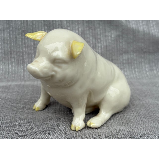 Belleek Pottery Ltd. Vintage Irish Belleek Porcelain Pig For Sale - Image 4 of 13