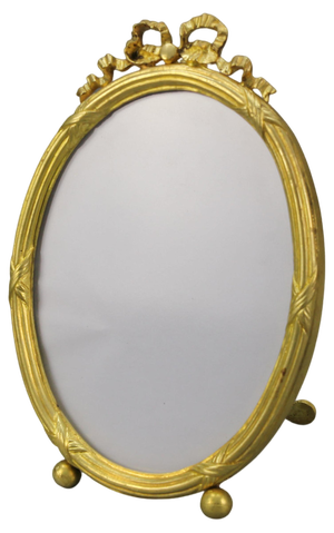 Early 20th Century French Louis XVI Bronze Oval Desktop Picture Frame, 1890s