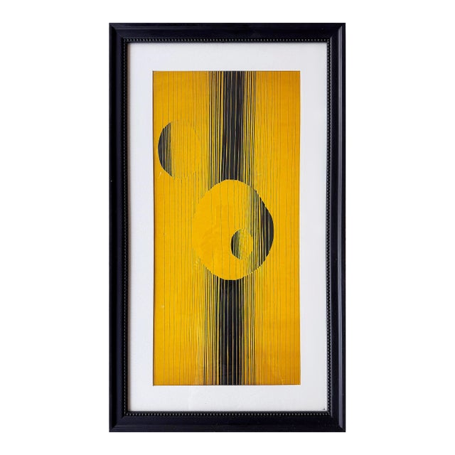 Mid-Century Modern Mixed Media Op Art Painting, Framed For Sale