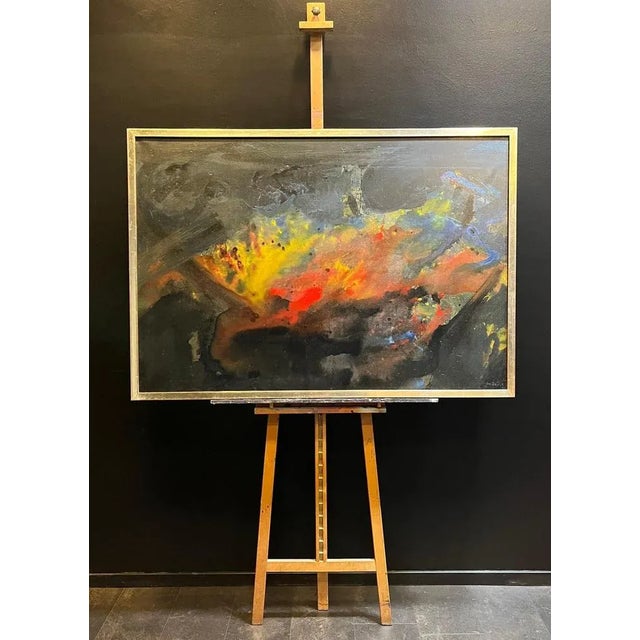 Jos De Cock, Night's Glimmer, Oil on Canvas, 1963 For Sale - Image 10 of 15