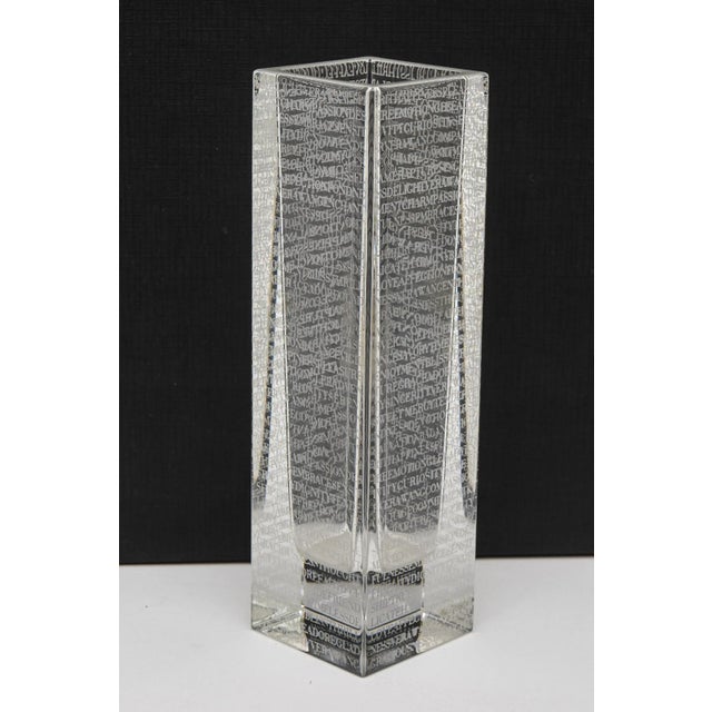 Wedgwood Modern Glass Spiritual Cascading Words Vase For Sale - Image 11 of 12