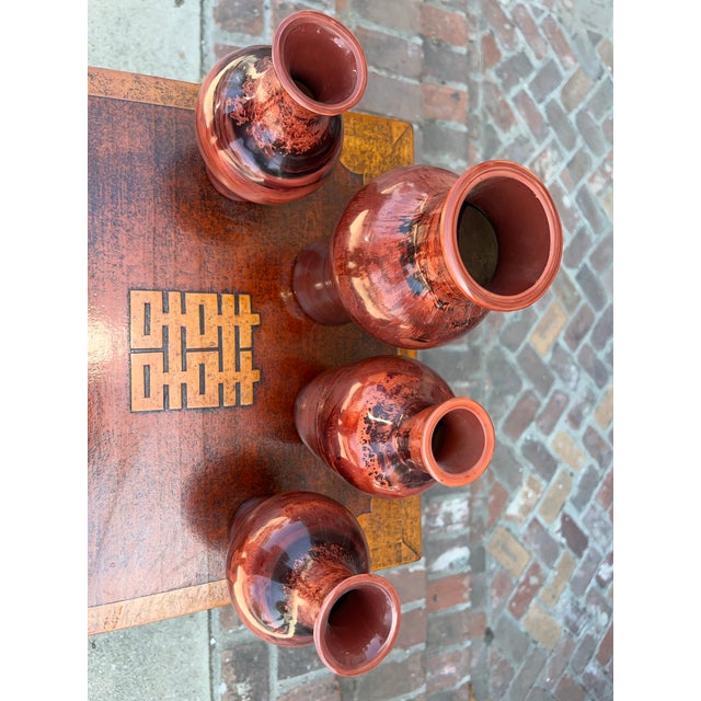 Chinese 4 Vintage Chinese Realgar Peking Glass Vases For Sale - Image 3 of 7